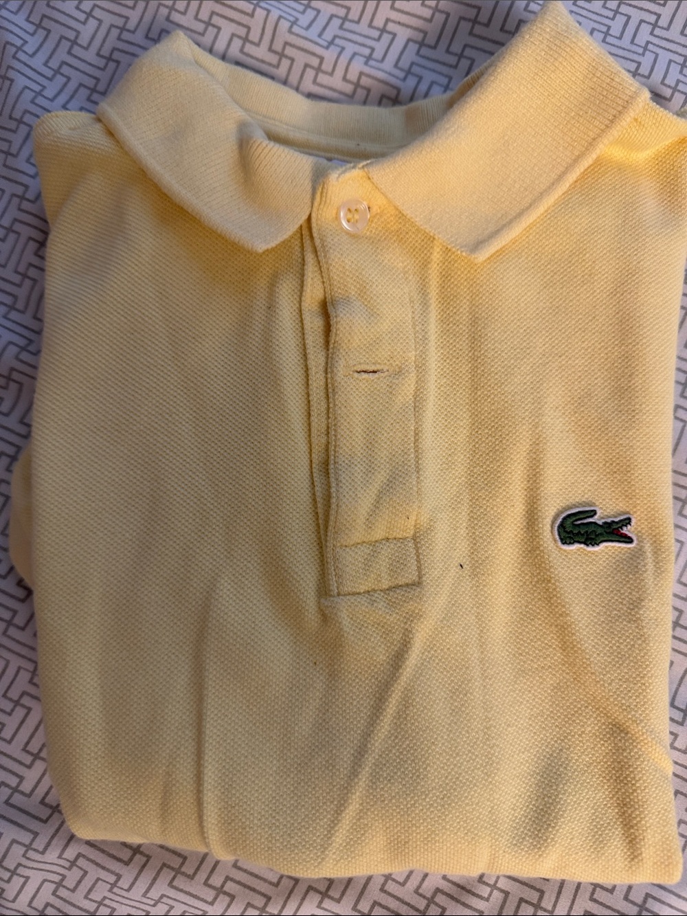 Boys Lacoste  Yellow Polo with Green Croc Logo size 8